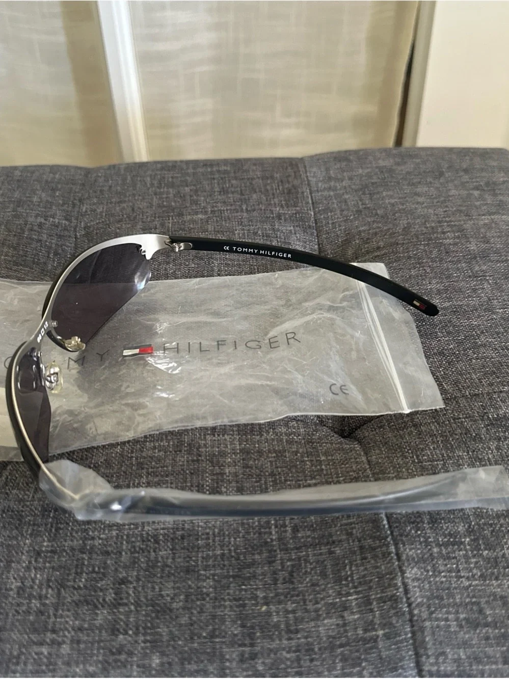 Tommy Hilfiger Men's Silver Frame Sunglasses with Dark Lenses